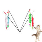 Il gatto interattivo di modo gioca i giocattoli educativi molli del gatto della coda lunga del bastone delle piume della peluche fornitore