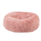 Letto lanuginoso molle rotondo del gatto della ciambella, colore grigio della pelliccia della peluche del letto del cuscino del gatto/rosa materiale fornitore