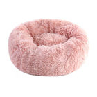 Letto lanuginoso molle rotondo del gatto della ciambella, colore grigio della pelliccia della peluche del letto del cuscino del gatto/rosa materiale fornitore