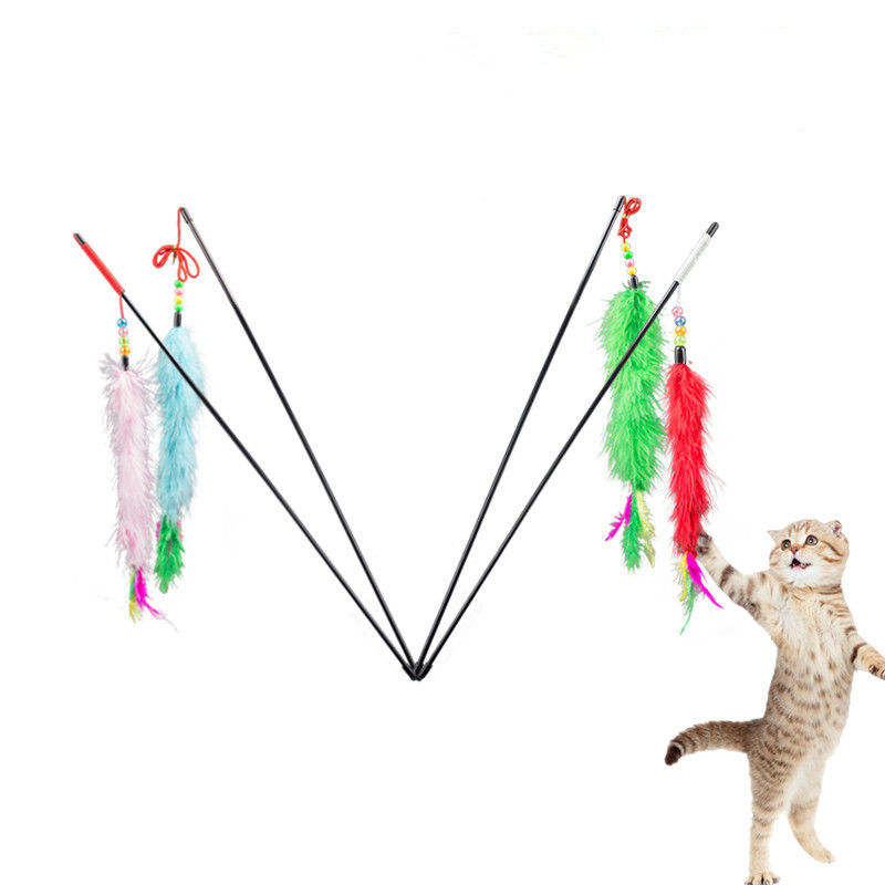 Il gatto interattivo di modo gioca i giocattoli educativi molli del gatto della coda lunga del bastone delle piume della peluche fornitore