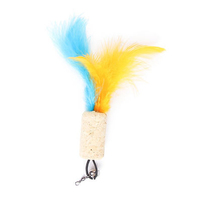 Eco Friendly Interactive Cat Toys / Cat Feather Teaser Wand With Feather